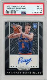 2015-16 PANINI Prizm Kristaps Porzingis Autograph #KPZ PSA9 MINT