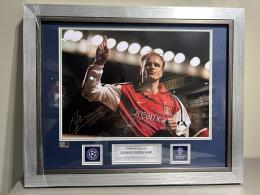 Dennis Bergkamp Autograph Photo Arsenal UEFA Champions League Goal