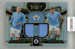 2023-24 PANINI Select English Premier League Erling Haaland/Julian Alvarez Dual Swatches #3 Manchester City
