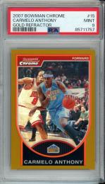 2007-08 Bowman Chrome Carmelo Anthony Gold Refractor/#15【11/99】【PSA9】 Denver Nuggets