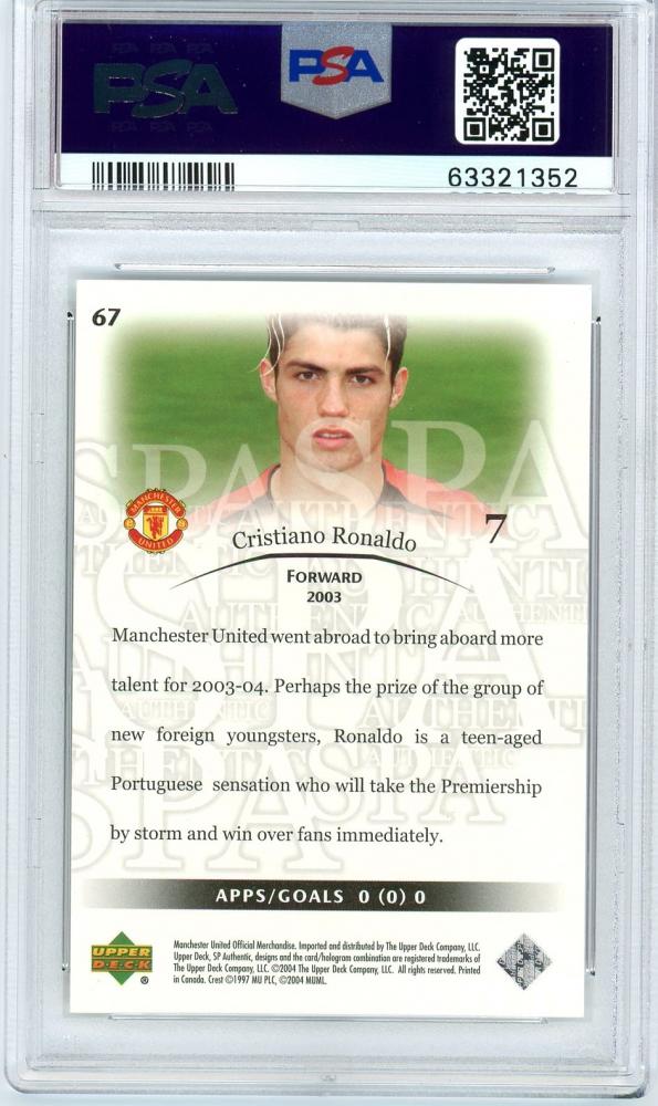 ミントモール / MINT 浦和店 / 2004-05 UPPER DECK SP AUTHENTIC MANCHESTER UNITED  Cristiano Ronaldo #67(PSA鑑定済)