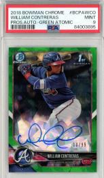 2018 Bowman Chrome William Contreras Prospect Autographs Green Atomic Refractor【10/99】【PSA9】《MINT》 Atlanta Braves