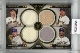 2024 Topps Museum Collection Christian Yelich/William Contreras/Freddy Peralta/Willy Adames Four-Player Primary Pieces Quad Relics Gold #FPQR-YCAP ※白かけあり【14/25】 Milwaukee Brewers