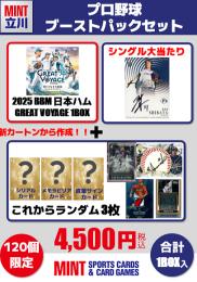 新カートンから作成!120個限定!【プロ野球ブーストボックスセット】2025 BBM 日本ハムファイターズ GREAT VOYAGE 1BOX + ブーストパック1個(シリアル以上3枚入!)