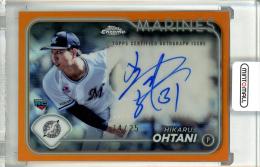 2024 TOPPS NPB CHROME ベースボールカード 大谷 輝龍 Autographs Orange Refractors【14/25】 千葉ロッテ