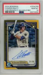 2024 Topps Bowman Chrome Cooper Pratt Prospect Autographs Gold Refractors #CPACPR【31/50】【PSA 10 GEM MT】