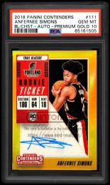 2018-19 Panini Contenders #111 Anfernee Simons Variations Premium Gold【04/10】【PSA GEM MT10】  (MSV#1693)