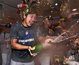 Shohei Ohtani Los Angeles Dodgers Unsigned Fanatics Authentic 2024 NLCS Celebration Photograph