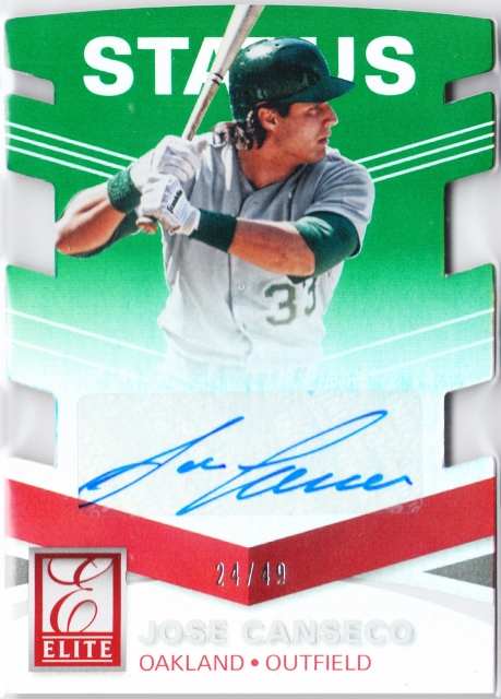 2015 PANINI Elite Jose Canseco Green Status Die-Cut Signatures 49枚限定 /24